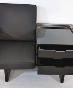 Art Deco Sessel mit Chromleisten, Pärchen, Designmöbel, Innendesign, Luxus, Individualisierbar, Sitzmöbel, Schubladen, Wohnzimmer