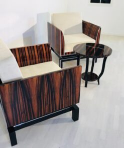 Pärchen Design Sessel im Art Deco Stil - Makassar & Klavierlack, Innendesign, Luxusmoebel, Designmöbel, Wohnzimmer, Leder, Individualisierbar