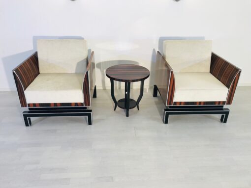 Pärchen Design Sessel im Art Deco Stil - Makassar & Klavierlack, Innendesign, Luxusmoebel, Designmöbel, Wohnzimmer, Leder, Individualisierbar