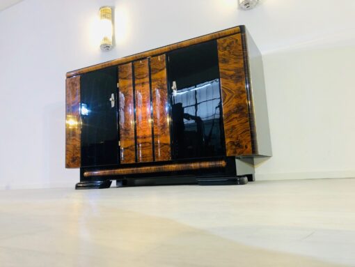 Walnuss und Makassar Art Deco Sideboard aus den 1940er Jahren, Spätes Art Deco, Möbel, Sideboards, Buffets, Edelhölzer, Design, Antiquitäten