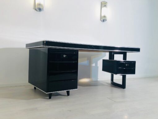 1950er Bauhaus Design Schreibtisch in Hochglanz-Schwarz, Bauhaus Möbel, Innendesign, Luxusmöbel, Büro, High End Büro Möbel, Bauhaus Design