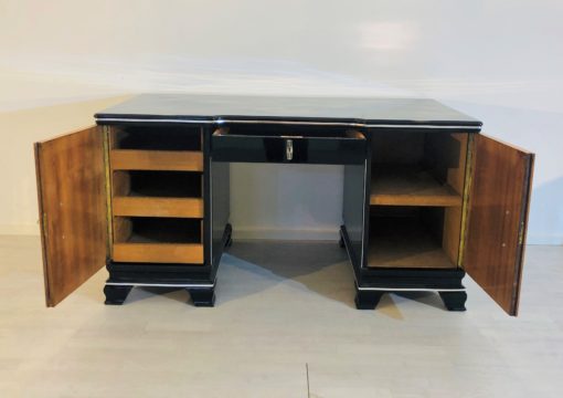 1920er Art Deco Schreibtisch mit Walnuss Front, Art Deco Möbel, 1920er Jahre, Walnuss-Wurzelholz, Hochglanz-Möbel, luxusmöbel, Design