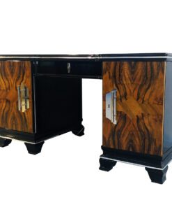 1920er Art Deco Schreibtisch mit Walnuss Front, Art Deco Möbel, 1920er Jahre, Walnuss-Wurzelholz, Hochglanz-Möbel, luxusmöbel, Design