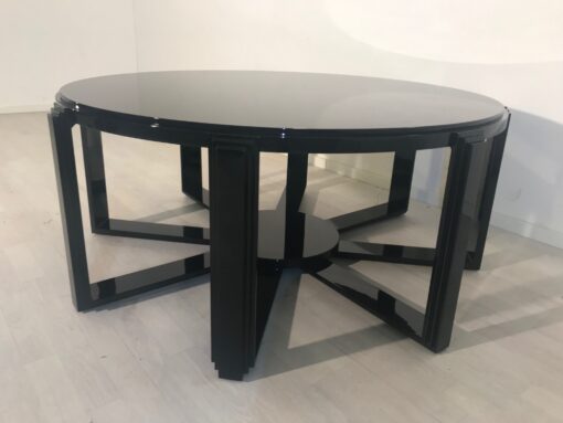 Art Deco Inspirierter Couchtisch oder Beistelltisch in Hochglanz Schwarz, Design Möbel, Innendesign, Klavierlack, Luxusmöbel, Wohnzimmer