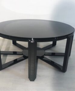 Art Deco Inspirierter Couchtisch oder Beistelltisch in Hochglanz Schwarz, Design Möbel, Innendesign, Klavierlack, Luxusmöbel, Wohnzimmer