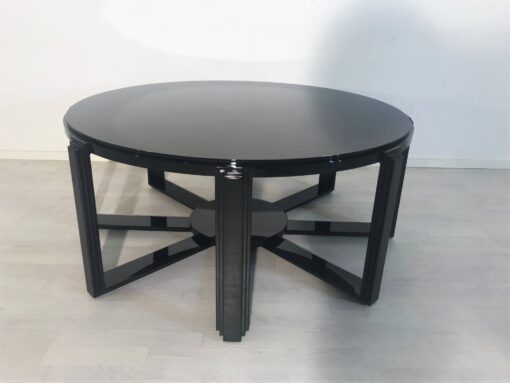 Art Deco Inspirierter Couchtisch oder Beistelltisch in Hochglanz Schwarz, Design Möbel, Innendesign, Klavierlack, Luxusmöbel, Wohnzimmer