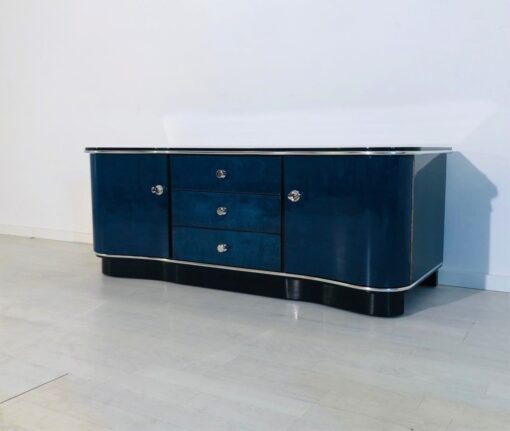 Blaue Art Deco Kommode oder Lowboard Frankreich 1930er, Art Deco Möbel, Sideboard, Design, Luxusmoebel, Art Deco Möbel im Angebot