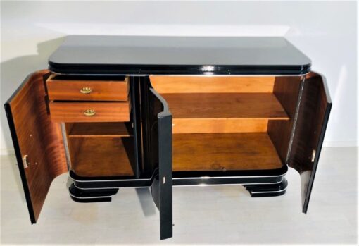 art, deco, sideboard, serpentinen, front, 1930, antik, wohnzimmer, flur, alt, modern, design, elegant, original, mäbel, kommode