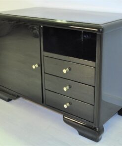 Hochglanz-Schwarze Art Deco Kommode mit Tür, Art Deco Möbel, Design Möbel, Luxus Möbel, Klavierlack Kommode, Hochglanz Kommoden