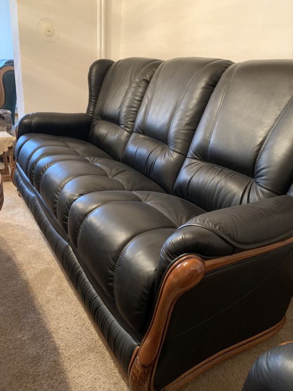 Schwarze Ferrari Couch aus Leder Original Antike Möbel