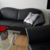 Black Leather 3-Seater Designer Sofa