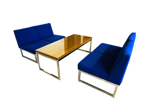2 Blue Sofas With Coffee Table