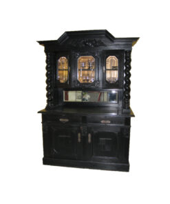 Black Antique Cabinet, "Danziger Barock", Solid Oak