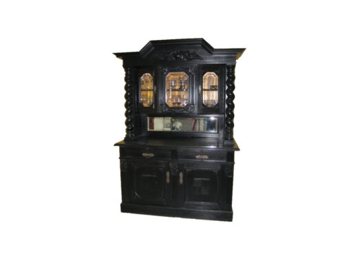 Black Antique Cabinet, "Danziger Barock", Solid Oak