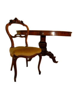 Oval Table and 3 Chairs, Mahogany Wood