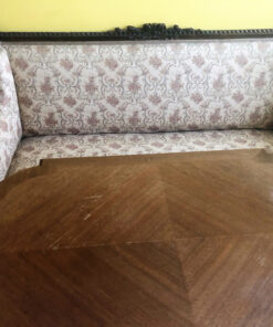 Antique Upholstered Bench, 2 armchairs, Woodtable