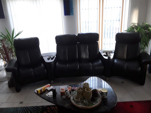 4 Black Home Cinema Double Armchairs