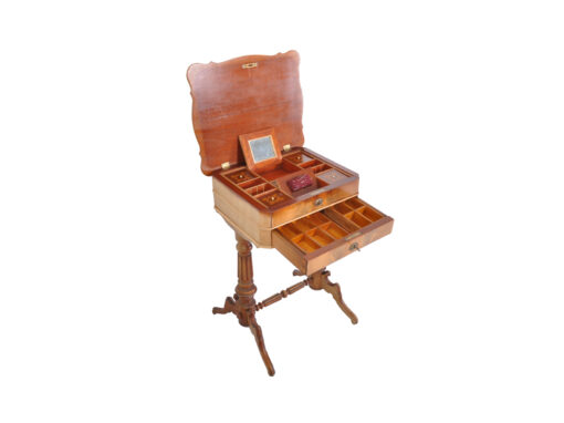 Sewing Table, Solid Wood, 2 Drawers, 19th Century