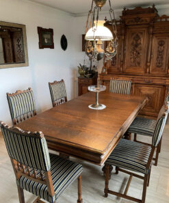 Table And Six Upholstered Chairs, Dining Room