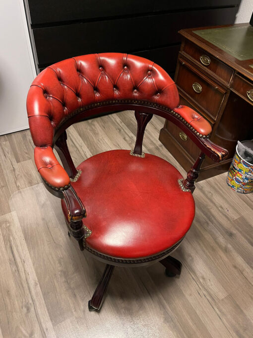 Antique Desk With Red Leather Chair
