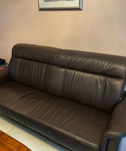 Black Leather Sofa, 3-Seater, Armchair, Vintage