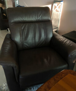 Black Leather Sofa, 3-Seater, Armchair, Vintage