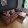 Brown Corner Sofa, Microfiber In Suede Look, Living Room