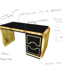 Art Deco Style, Desk And Cabinet, Birch, Walnut, 2014