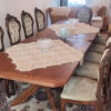 Dining Room Table, 10 Upholstered Chairs, Solid Wood