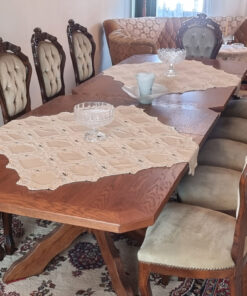 Dining Room Table, 10 Upholstered Chairs, Solid Wood