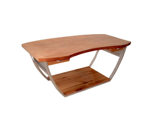Designer Desk With Sled Base Aand Solid Wood Top