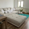 Grey Corner Sofa, Matching Pillows, Living Room