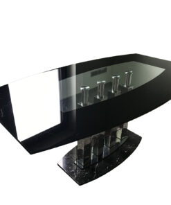 Heavy Designer Glass Dining Table, Marble Base