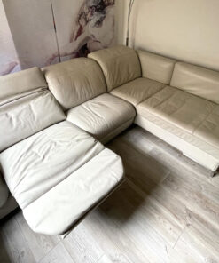 Light gray real leather couch (including touch-adjustable seats)