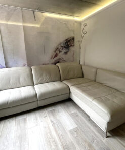 Light gray real leather couch (including touch-adjustable seats)