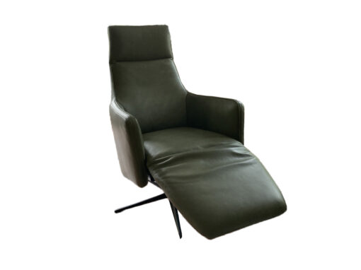 Green Leather Relax Chair, Adjustable By Motor
