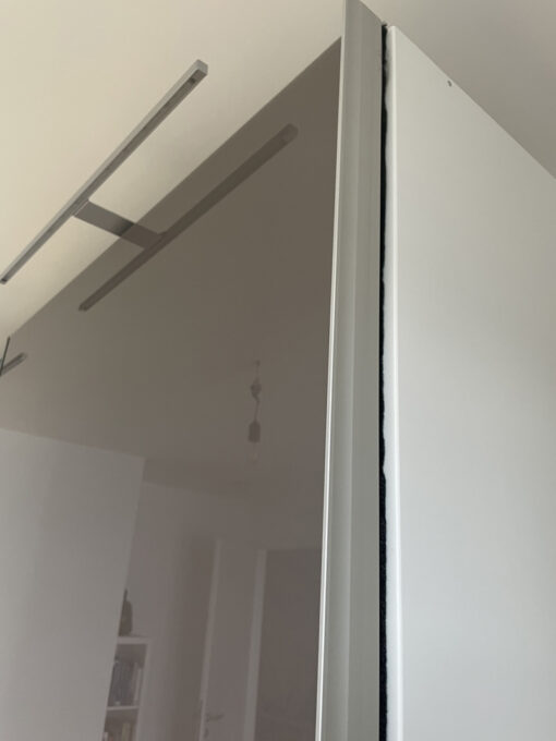 Silver Bed Room Closet With Sliding Doors