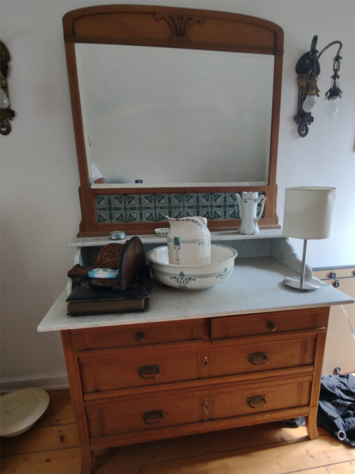 Antique Vanity, WashinStand, Marble, Solid Wood