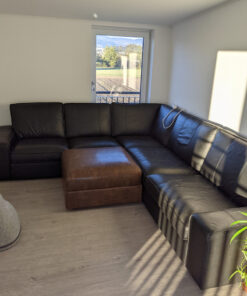 Black Leather Sofa, Corner Sofa, Living Room