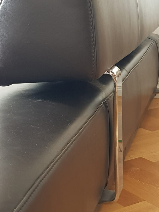 Black Corner Sofa, Leather, Electrically Adjustable