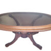 Oval Coffee Table, Solid Wood, Glass, Living Room