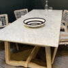 Dining Room Table, Marble/Wood, 4 Wood Chairs