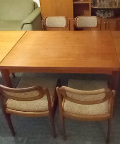 Extendable Dining Table, 6 Uoholstered Chairs, Teakwood