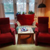 Red 2-Set-Sofa, Red Armchairs, Living Room