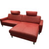 Leather couch corner combination Gallery M Dina thick leather carmine red,