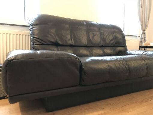 Black Leather Sofa, 2-Seat, Rolf Benz