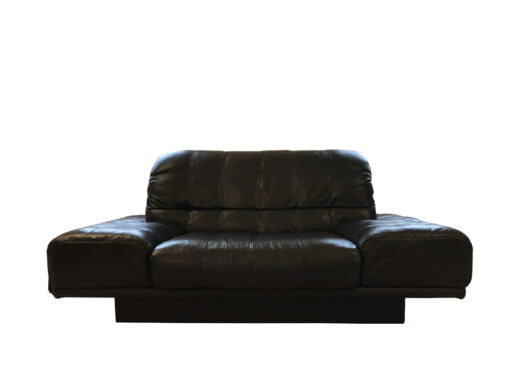 Black Leather Sofa, 2-Seat, Rolf Benz