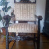Antique Armchair, Striped Pattern, Solid Wood