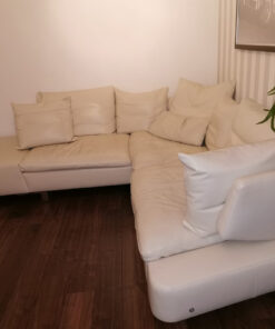Leather corner sofa cream colors, armchair
