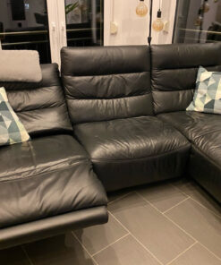 Black Leather Relax Sofa, Living Room